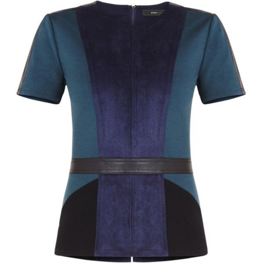 BCBGMaxAzria Blue and Black Colorblock Top